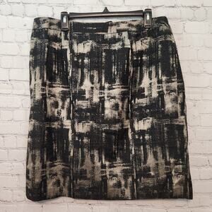 Talbots Woman Wool Blend Abstract Black/Taupe Straight Mini Skirt Women's 16W‎